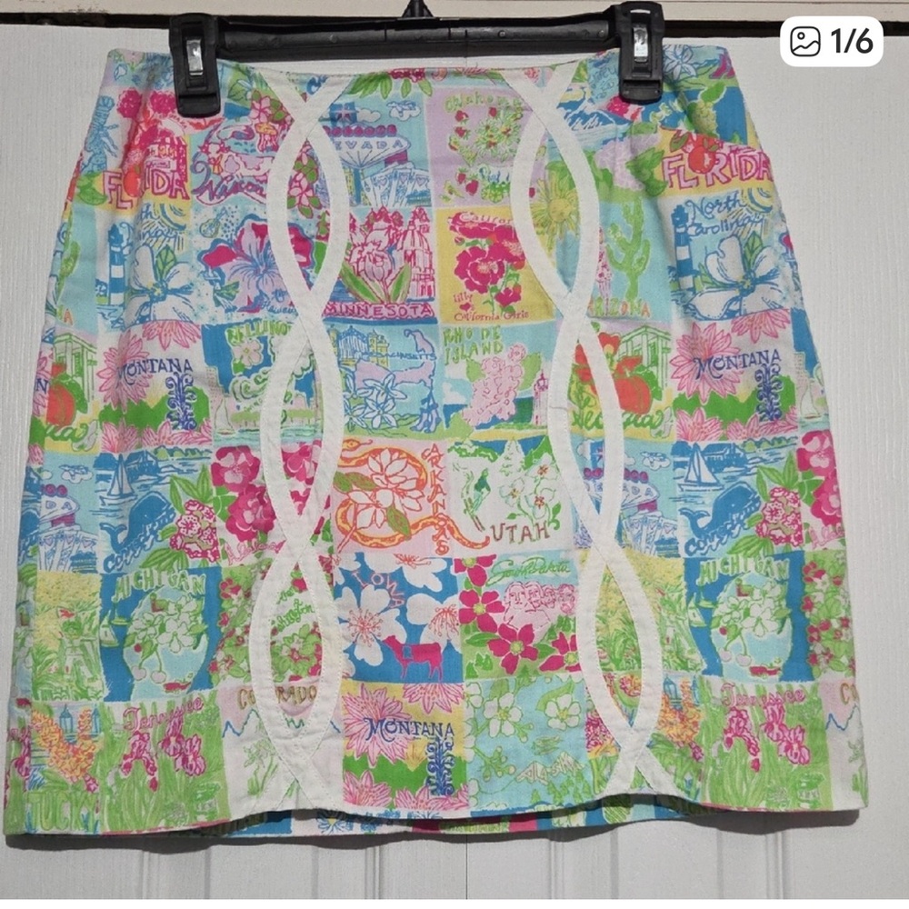 Lilly Pulitzer Patchwork Lined Mini Skirt State O… - image 1